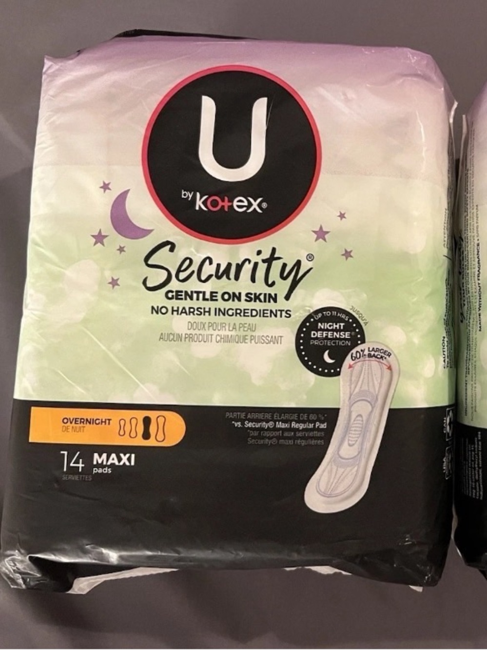 2 packs Security Overnight Maxi Pads - Purple